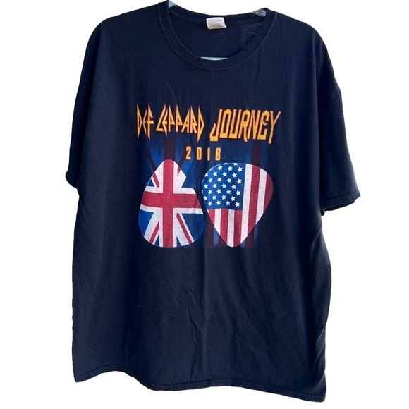 Def Leopard Journey 2018 Tour Concert T-Shirt Double Sided Merch 2XL Tour Dates - Picture 2 of 8
